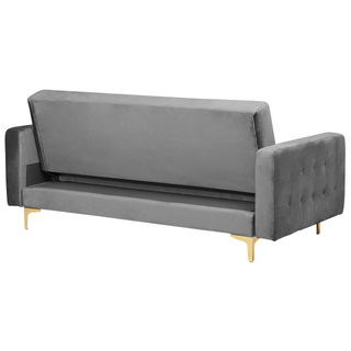 Sofa Bed Grey Velvet Tufted Fabric Modern Living Room Modular 6 Seater Gold Legs Beliani - Sofa In Store
