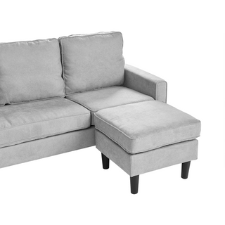 3-Seater Sofa with Ottoman Footstool | Upholstered Fabric | Light Grey | Mid Century Design | Modern Collection - Sofa In Store