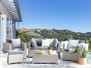 5 Piece Garden Sofa Set | Synthetic Rattan | Beige & Grey | Loveseat & Armchairs | Outdoor Patio Set - Sofa In Store