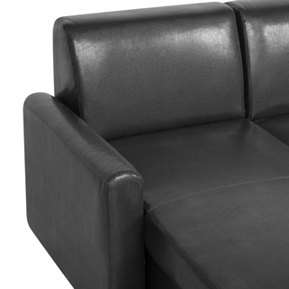 Corner Sofa Bed Black Faux Leather 3 Seater Right Hand Orientation with Storage Beliani