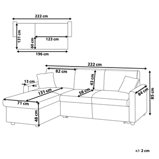 Corner Sofa Bed Black Faux Leather 3 Seater Right Hand Orientation with Storage Beliani