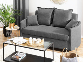 2 Seater Sofa Bed | Fabric | Grey | Sleeping Function & Profiling Armrests | Modern Design - Sofa In Store