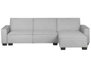 Corner Sofa Bed Grey Fabric Upholstered 3 Seater Left Hand L-Shaped Bed Beliani - 164406