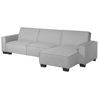 Corner Sofa Bed Grey Fabric Upholstered 3 Seater Left Hand L-Shaped Bed Beliani - 164406