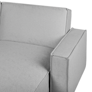 Corner Sofa Bed Grey Fabric Upholstered 3 Seater Left Hand L-Shaped Bed Beliani - 164406