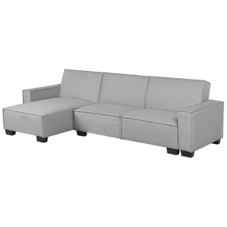 Corner Sofa Bed Grey Fabric Upholstered 3 Seater Right Hand L-Shaped Bed Beliani