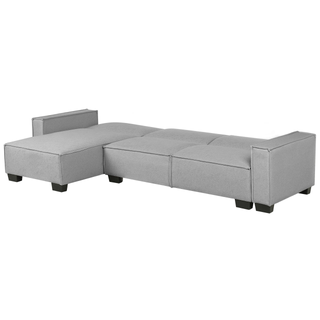 Corner Sofa Bed Grey Fabric Upholstered 3 Seater Right Hand L-Shaped Bed Beliani