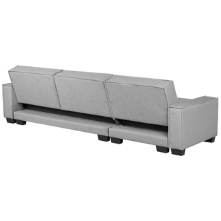 Corner Sofa Bed Grey Fabric Upholstered 3 Seater Right Hand L-Shaped Bed Beliani