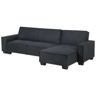Corner Sofa Bed Graphite Grey Fabric Upholstered 3 Seater Left Hand L-Shaped Bed Beliani - Sofa In Store