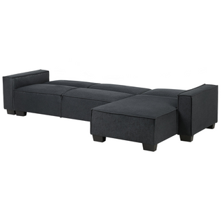 Corner Sofa Bed Graphite Grey Fabric Upholstered 3 Seater Left Hand L-Shaped Bed Beliani - Sofa In Store