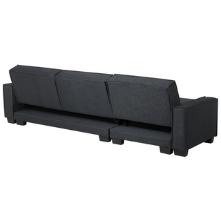 Corner Sofa Bed Graphite Grey Fabric Upholstered 3 Seater Left Hand L-Shaped Bed Beliani - Sofa In Store