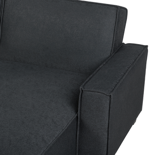Corner Sofa Bed Graphite Grey Fabric Upholstered 3 Seater Left Hand L-Shaped Bed Beliani - Sofa In Store