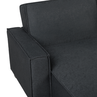 Corner Sofa Bed Graphite Grey Fabric Upholstered 3 Seater Right Hand L-Shaped Bed Beliani