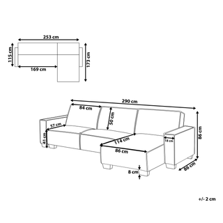 Corner Sofa Bed Grey Fabric Upholstered 3 Seater Left Hand L-Shaped Bed Beliani - 164406