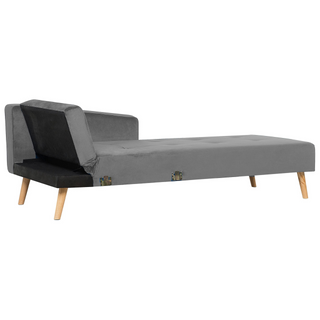 Corner Sofa Bed with 3 Pillows Grey Velvet Upholstery Light Wood Legs Reclining Left Hand Chaise Longue 4 Seater Beliani - Sofa In Store
