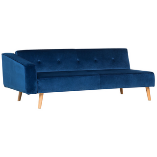 Corner Sofa Bed with 3 Pillows Blue Velvet Upholstery Light Wood Legs Reclining Left Hand Chaise Longue 4 Seater Beliani - Sofa In Store