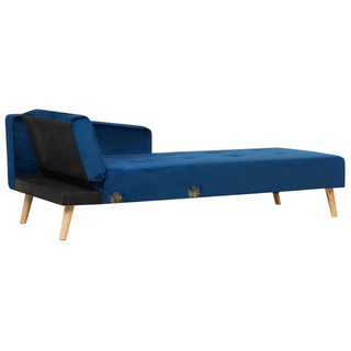 Corner Sofa Bed with 3 Pillows Blue Velvet Upholstery Light Wood Legs Reclining Left Hand Chaise Longue 4 Seater Beliani - Sofa In Store