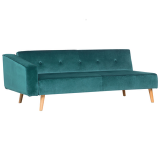 Corner Sofa Bed with 3 Pillows Green Velvet Upholstery Light Wood Legs Reclining Left Hand Chaise Longue 4 Seater Beliani