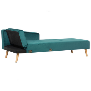 Corner Sofa Bed with 3 Pillows Green Velvet Upholstery Light Wood Legs Reclining Left Hand Chaise Longue 4 Seater Beliani