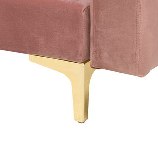 Corner Sofa Bed Pink Velvet Tufted Fabric Modern U-Shaped Modular 6 Seater with Ottoman Chaise Lounges Beliani