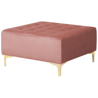 Corner Sofa Bed Pink Velvet Tufted Fabric Modern U-Shaped Modular 6 Seater with Ottoman Chaise Lounges Beliani