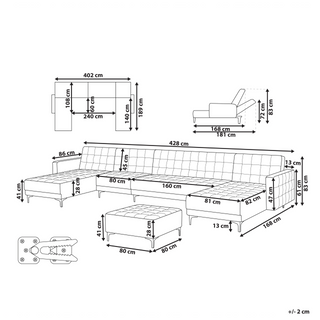 Corner Sofa Bed Pink Velvet Tufted Fabric Modern U-Shaped Modular 6 Seater with Ottoman Chaise Lounges Beliani