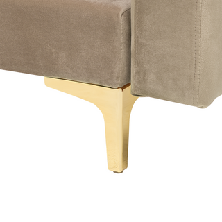 Corner Sofa Bed Beige Velvet Tufted Fabric Modern L-Shaped Modular 5 Seater with Ottoman Left Hand Chaise Longue Beliani - Sofa In Store