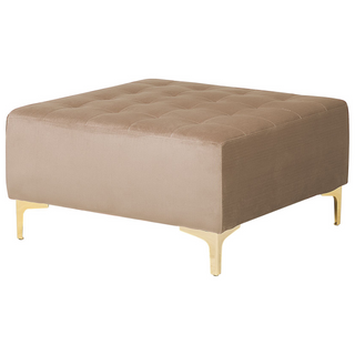 Corner Sofa Bed Beige Velvet Tufted Fabric Modern L-Shaped Modular 5 Seater with Ottoman Left Hand Chaise Longue Beliani - Sofa In Store
