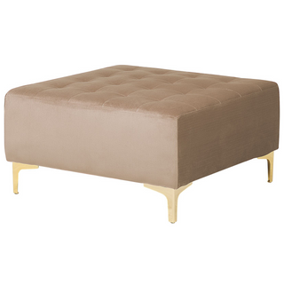 Corner Sofa Bed Beige Velvet Tufted Fabric Modern U-Shaped Modular 6 Seater with Ottoman Chaise Lounges Beliani - Sofa In Store