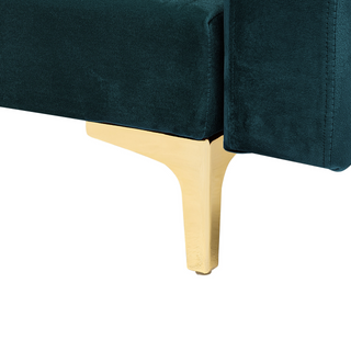Corner Sofa Bed Teal Velvet Tufted Fabric Modern L-Shaped Modular 5 Seater with Ottoman Left Hand Chaise Longue Beliani