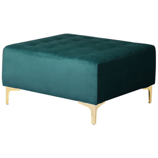 Corner Sofa Bed Teal Velvet Tufted Fabric Modern L-Shaped Modular 5 Seater with Ottoman Left Hand Chaise Longue Beliani