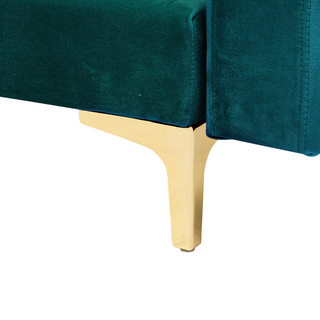 Corner Sofa Bed Teal Velvet Tufted Fabric Modern U-Shaped Modular 6 Seater with Ottoman Chaise Lounges Beliani