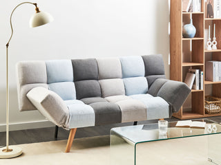 Sofa Bed Multicolour Fabric Upholstered 3 Seater Reclining Backrest Square Quilted Beliani - Sofa In Store