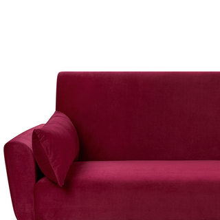 Sofa Bed Dark Red Velvet 3 Seater Metal Legs Additional Cushions Retro Beliani