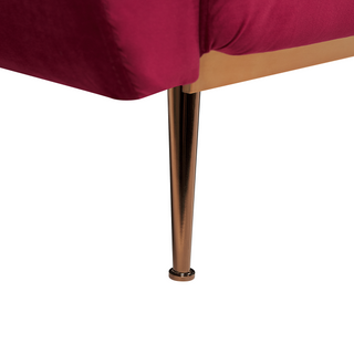Sofa Bed Dark Red Velvet 3 Seater Metal Legs Additional Cushions Retro Beliani