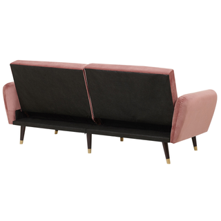 Sofa Bed Pink Sleeper Convertible Velvet Upholstery Elegant Glam Modern Living Room Bedroom Beliani