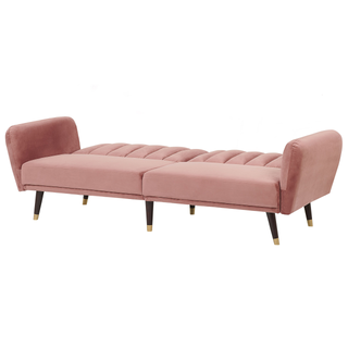 Sofa Bed Pink Sleeper Convertible Velvet Upholstery Elegant Glam Modern Living Room Bedroom Beliani