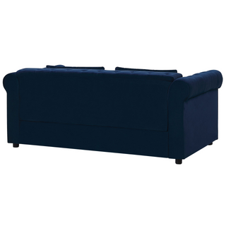 3 Seater Sofa Bed | Blue Velvet Fabric | Navy Blue | Pull-Out with Mattress | Chesterfield - Sofa In Store