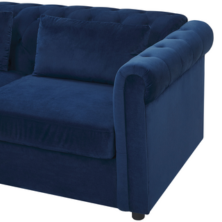 3 Seater Sofa Bed | Blue Velvet Fabric | Navy Blue | Pull-Out with Mattress | Chesterfield - Sofa In Store