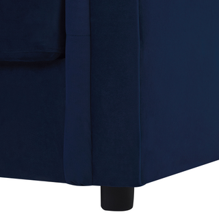 3 Seater Sofa Bed | Blue Velvet Fabric | Navy Blue | Pull-Out with Mattress | Chesterfield - Sofa In Store