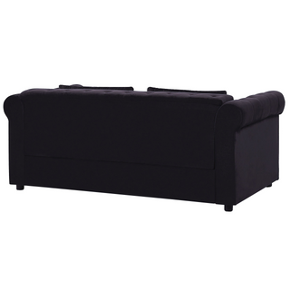 3 Seater Sofa Bed | Black Velvet Fabric | Black | Pull-Out with Mattress | Chesterfield - Sofa In Store