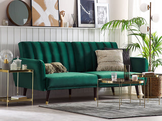 Sofa Bed Green Sleeper Convertible Velvet Upholstery Elegant Glam Modern Living Room Bedroom Beliani