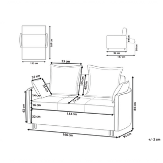 2 Seater Sofa Bed | Fabric | Light Grey | Sleeping Function & Profiled Armrests | Modern Design - Sofa In Store