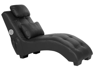 Chaise Lounge | Faux Leather | Black | Inbuilt Bluetooth Speaker & USB Charger | Tufted Upholstery - Sofa In Store