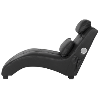 Chaise Lounge | Faux Leather | Black | Inbuilt Bluetooth Speaker & USB Charger | Tufted Upholstery - Sofa In Store