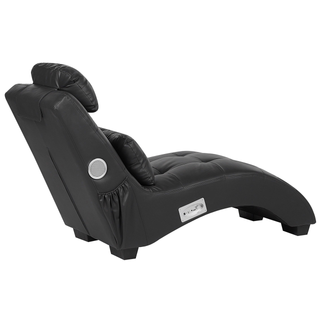 Chaise Lounge | Faux Leather | Black | Inbuilt Bluetooth Speaker & USB Charger | Tufted Upholstery - Sofa In Store