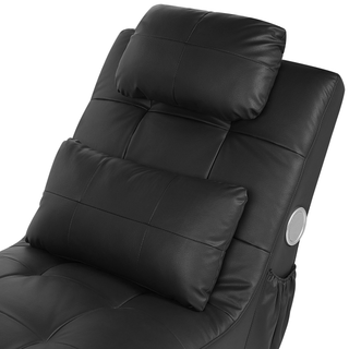 Chaise Lounge | Faux Leather | Black | Inbuilt Bluetooth Speaker & USB Charger | Tufted Upholstery - Sofa In Store