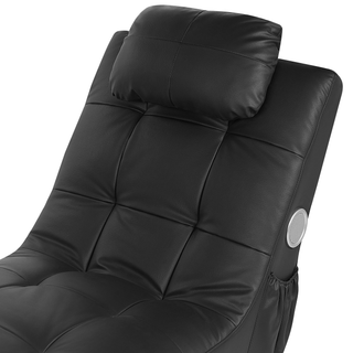 Chaise Lounge | Faux Leather | Black | Inbuilt Bluetooth Speaker & USB Charger | Tufted Upholstery - Sofa In Store