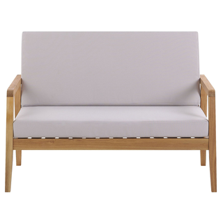Garden Conversation Set Light Acacia Wood with Taupe Cushions Sofa with Armchairs and Coffee Table Beliani - Sofa In Store