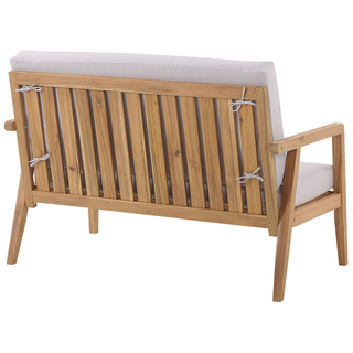 Garden Conversation Set Light Acacia Wood with Taupe Cushions Sofa with Armchairs and Coffee Table Beliani - Sofa In Store